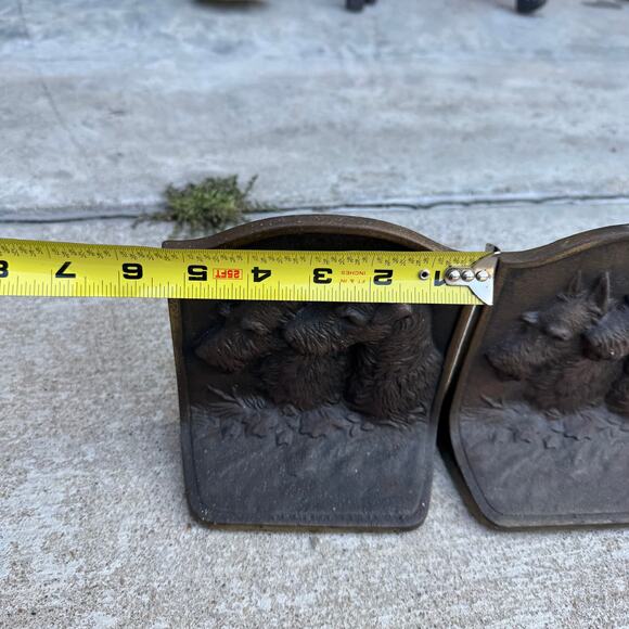 Set of 2 Vintage Hubley Cast Iron Scotty & Terrier Friends Bookends Airedale - Picture 2 of 4